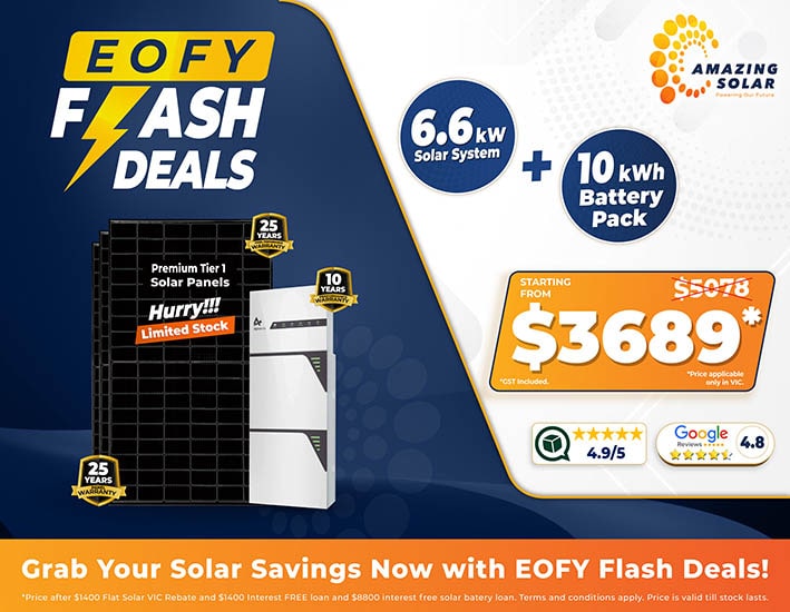 EOFY June deals 6.6kW Solar + 10kWh battery pack (1)
