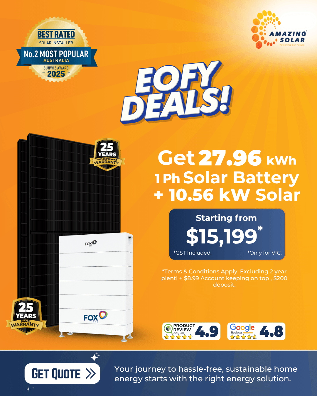 27.96kwh 1Ph solar battery 10.56kw solar deals 2026 amazing solar