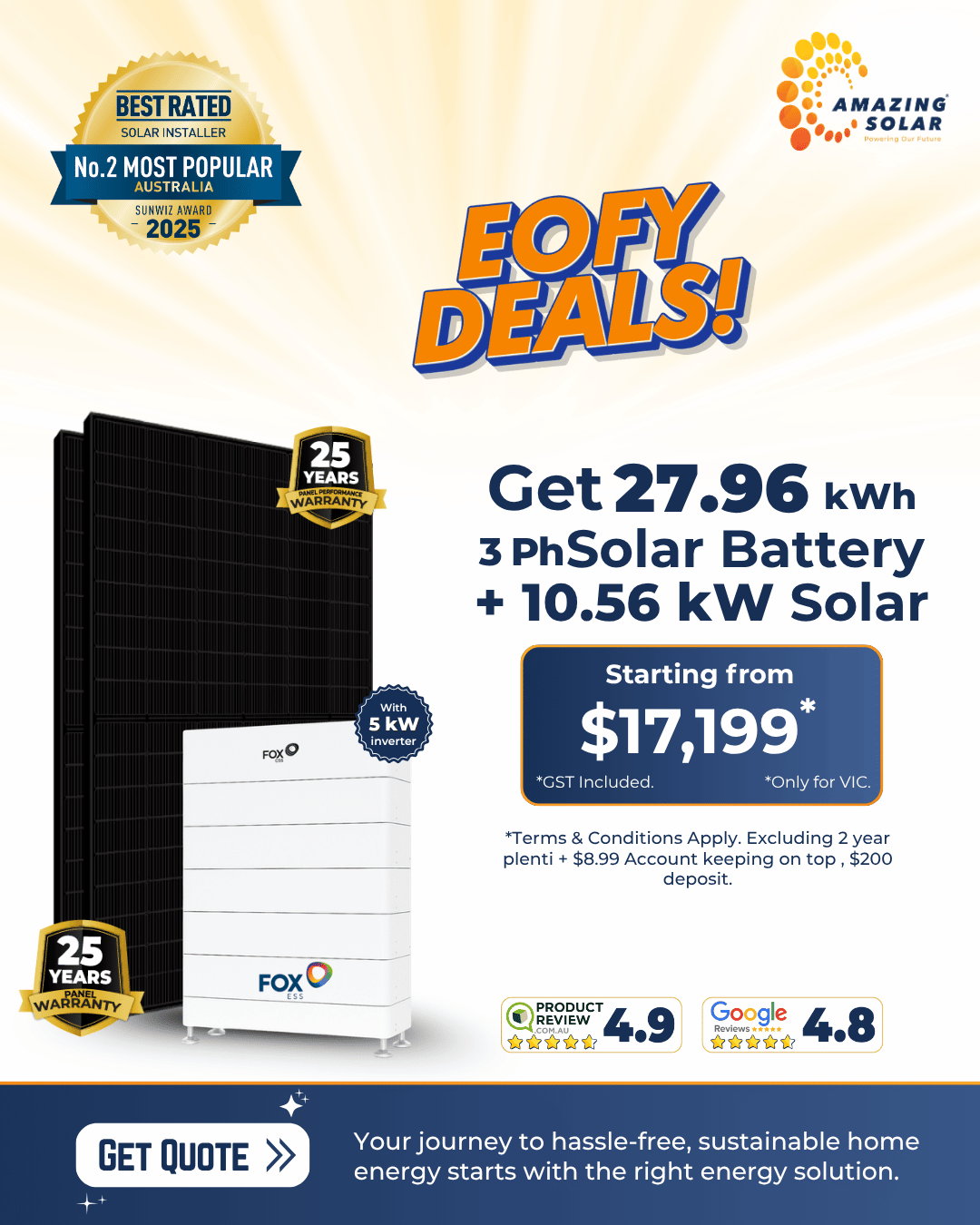 27.96kwh 3Ph solar battery 10.56kw solar deals 2026 amazing solar