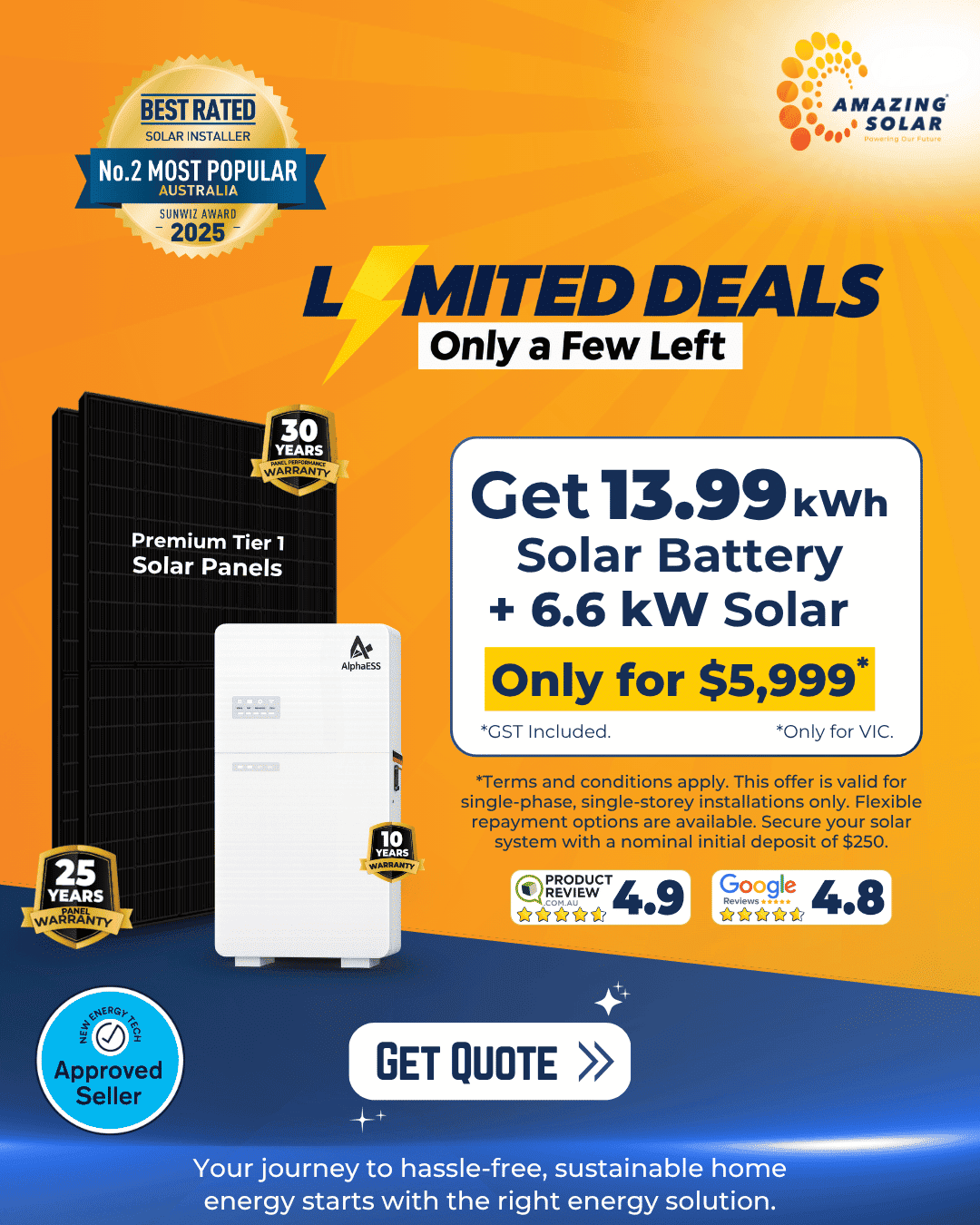 Solar battery 13.99kWh plus 6.6kWh solar deals